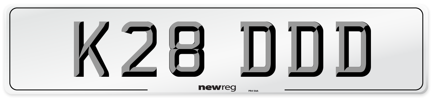 K28 DDD Number Plate from New Reg